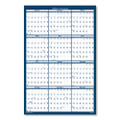 Recycled Poster Style Reversible/erasable Yearly Wall Calendar, 18 X 24, White/blue/gray Sheets, 12-month (jan To Dec): 2022