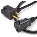 StarTech.com 12in Outlet Saver Extension Cord - NEMA 5-15P to 2 x NEMA 5-15R - For Desktop Computer, Monitor, Printer, Scanner, Server - 125 V AC / 13 A - Black - 12" Cord Length - NEMA 5-15P / NEMA 5-15R - North America - 1 Each