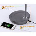 Bostitch Luna LED Desk Lamp - 25.8" Height - 4.50 W LED Bulb - Dimmable, USB Charging, Gooseneck - 480 lm Lumens - Silicone - Desk Mountable - Industrial Gray - for Desk, Table