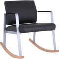Lorell Healthcare Seating Rocking Guest Chair - Silver Frame Color - Powder Coated Steel Frame Material - Black - Vinyl, Wood - 1 Each