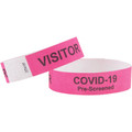 Advantus COVID Prescreened Visitor Wristbands - 3/4" Width x 10" Length - Rectangle - Pink - Tyvek - 100 / Pack