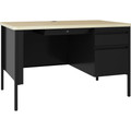 Lorell Fortress Series 48" Right Single-Pedestal Desk - 30" Height x 48" Width x 29.5" Depth, 0.8" Height Modesty Panel, x 1.1" Thickness Top - Single Pedestal on Right Side - Square Edge - Material: Steel - Finish: Black - 1 Each