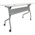 Lorell Flip Top Training Table - White Rectangle Top - Silver Folding Base - 4 Legs - 23.60" Table Top Length x 48" Table Top Width - 29.50" Height - Assembly Required - Melamine Top Material - 1 Each
