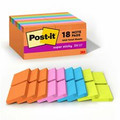Post-it&reg; Super Sticky Notes - Energy Boost Color Collection - 2" Flag/Note Width x 2" Flag/Note Length - Square - 90 Sheets per Pad - Multicolor - Paper - Super Sticky, Adhesive, Recyclable, Residue-free - 18 / Pack