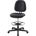 Lorell Contoured Back Stool - Vinyl, Plastic Seat Material - Vinyl, Plastic Back Material - 5-star Base - Black - 1 Each