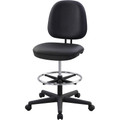 Lorell Contoured Back Stool - Vinyl, Plastic Seat Material - Vinyl, Plastic Back Material - 5-star Base - Black - 1 Each
