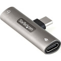 StarTech.com USB-C to 3.5mm Audio Adapter - 1 x 24-pin USB Type C Powered USB Male - 1 x 24-pin USB Type C Powered USB Female, 1 x Mini-phone Audio Female - Silver - 1 Each