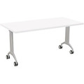 Special-T Link Flip & Nest Table - White Rectangle Top - Metallic Silver T-shaped Base - 60" Table Top Length x 30" Table Top Width - 30" Height - Assembly Required - Thermofused Laminate (TFL) Top Material - 1 Each