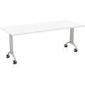 Special-T Link Flip & Nest Table - White Rectangle Top - Metallic Silver T-shaped Base - 72" Table Top Length x 30" Table Top Width - 30" Height - Assembly Required - Thermofused Laminate (TFL) Top Material - 1 Each
