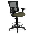 Lorell Mesh Back Drafting Stool - Canyon Fern Seat Color - Vinyl Seat Material - Black Back Color - Mesh Back Material - Black Frame Color - Mid Back - 5-star Base - Armrest - 1 Each