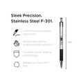 F-301 Ballpoint Pen, Retractable, Fine 0.7 Mm, Black Ink, Stainless Steel/black Barrel