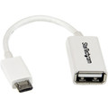 StarTech.com 5in White Micro USB to USB OTG Host Adapter M/F - 1 x 4-pin USB 2.0 Type A - Female - 1 x 5-pin Micro USB 2.0 Type B - Male - Nickel Connector - White - 1 Each