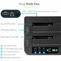 StarTech.com SATA HDD Duplicator Dock - Standalone - 1 x Source Drive(s) Supported - 1 x Destination Drive(s) Supported - Serial ATA/600 Drive Interface - USB 3.2 (Gen 1) Type B, eSATA