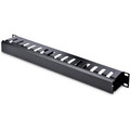 StarTech.com 1U Horizontal Finger Duct Rack Cable Management Panel with Cover - Cable Management Panel - Black - 1U Rack Height x 19" Panel Width - Steel - 1 Each