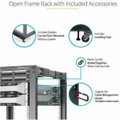 StarTech.com Rack Cabinet - For Server, LAN Switch, A/V Equipment, Patch Panel, KVM Switch - 12U Rack Height x 19" Rack Width x 40" Rack Depth - Floor Standing Open Frame - Black - Steel, Cold Rolled Steel - 1.20 lb Static/Stationary Weight Capacity