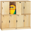 Jonti-Craft Double Stack 8-Section Student Lockers - 48.5" Width x 15" Depth x 45.5" Height - Stackable, Lockable, Sturdy, Key Lock, Kick Plate - Wood Grain - Baltic Birch Plywood