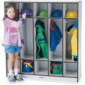 Jonti-Craft Rainbow Accents 5-section Coat Locker - 5 Compartment(s) - 50.50" Height x 48" Width x 15" Depth - Double Hook, Durable, Laminated, Rounded Corner - Black - 1 Each