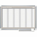 MasterVision Magnetic 12-Month Planner - Monthly - 12 Month - Silver Gray, White, Pale Gray - Aluminum, Lacquered Steel - 36" Height x 48" Width - Durable, Accessory Tray, Dry Erase Surface, Magnetic - 1 Each