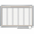 MasterVision Magnetic 12-Month Planner - Monthly - 12 Month - Silver Gray, White, Pale Gray - Aluminum, Lacquered Steel - 36" Height x 48" Width - Durable, Accessory Tray, Dry Erase Surface, Magnetic - 1 Each