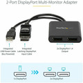 StarTech.com MST hub - DisplayPort to 2x DisplayPort - 3840 × 2160 - 78.74" Maximum Operating Distance - DisplayPort - USB - Plastic