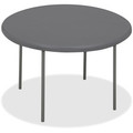 Iceberg IndestrucTable TOO Folding Table - Round Top - Four Leg Base - 4 Legs x 2" Table Top Thickness x 60" Table Top Diameter - Indoor, Outdoor - Charcoal, Powder Coated - High-density Polyethylene (HDPE), Steel - 1 Each