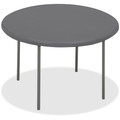 Iceberg IndestrucTable TOO Folding Table - Round Top - Four Leg Base - 4 Legs x 2" Table Top Thickness x 60" Table Top Diameter - Indoor, Outdoor - Charcoal, Powder Coated - High-density Polyethylene (HDPE), Steel - 1 Each