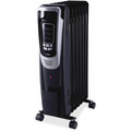 Lorell LED Display Mobile Radiator Heater - Electric - 600 W to 1500 W - 3 x Heat Settings - 150 Sq. ft. Coverage Area - 1500 W - Black