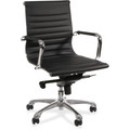 Lorell Modern Managerial Mid-back Office Chair - Leather Seat Material - Leather Back Material - Mid Back - 5-star Base - Black - 1 Each