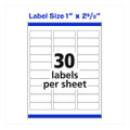 White Address Labels W/ Sure Feed Technology For Laser Printers, Laser Printers, 1 X 2.63, White, 30/sheet, 250 Sheets/box