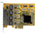 StarTech.com 4-Port PCIe Gigabit Network Adapter Card - PCI Express x4 - 1.95 Gbit/s Data Transfer Rate - Realtek RTL8111G - 4 Port(s) - 4 - Twisted Pair - 10/100/1000Base-T - Plug-in Card - Yellow - TAA Compliant