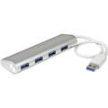 StarTech.com 4 Port Portable USB 3.0 Hub with Built-in Cable - Aluminum and Compact USB Hub - USB - External - 4 USB Port(s) - 4 USB 3.0 Port(s)