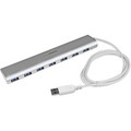 StarTech.com 7 Port Compact USB 3.0 Hub with Built-in Cable - Aluminum USB Hub - Silver - USB - External - 7 USB Port(s) - 7 USB 3.0 Port(s)
