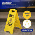 Genuine Joe Universal Graphic Wet Floor Sign - English, Spanish - Print/Message "Wet Floor" - Foldable - Yellow - 6 / Carton