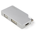 StarTech.com Travel Audio/Video Adapter - 1 x 20-pin Mini DisplayPort Digital Audio/Video Male - 1 x 19-pin HDMI Digital Audio/Video Female, 1 x 15-pin HD-15 VGA Female, 1 x 25-pin DVI-D Digital Video Female - 3840 x 2160 Supported - Silver - 1 Each