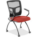Lorell Mesh Back Nesting Training/Guest Chairs - Canyon Red Rock Seat Color - Vinyl Seat Material - Black Back Color - Mesh Back Material - Gray Frame Color - Powder Coated Metal Frame Material - Four-legged Base - Armrest - 2 / Carton