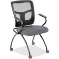Lorell Mesh Back Nesting Training/Guest Chairs - Canyon Carbon Seat Color - Vinyl Seat Material - Black Back Color - Mesh Back Material - Gray Frame Color - Powder Coated Metal Frame Material - Four-legged Base - Armrest - 2 / Carton
