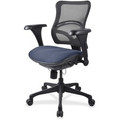 Lorell Mesh Mid-back Chair - Fabric Seat Material - Black Frame Color - Plastic Frame Material - Mid Back - 5-star Base - Blue - 1 Each