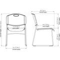 Lorell Heavy-duty Standard-height Stack Chairs - Plastic Seat Material - Plastic Back Material - Steel Frame Material - Black - 4 / Carton