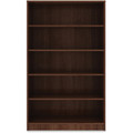 Lorell Laminate Bookcase - x 0.7" Thickness Shelf, 60" Height x 36" Width x 12" Depth - 5 Shelve(s) - 4 Adjustable Shelf(ves) - Square Edge - Material: Thermofused Laminate (TFL) - Finish: Walnut - 1 Each