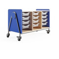 Safco Whiffle Typical Triple Rolling Storage Cart - 165 lb Load Capacity - 4 Casters - 3" Caster Size - Laminate, Particleboard, Polyvinyl Chloride (PVC), Metal, Thermofused Laminate (TFL) - 43.25" Width x 19.75" Depth x 27.25" Height - Steel Fram...