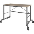 Cosco Smartfold Portable Work Desk Table - Rectangle Top - Four Leg Base - 4 Legs - 350 lb Capacity - 51.40" Table Top Width x 26.50" Table Top Depth - 55.45" Height - Assembly Required - Brown - Steel - Medium Density Fiberboard (MDF) Top Materia...
