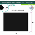 Floortex Viztex&reg; Glacier Black Multi-Purpose Grid Glass Dry-Erase Board 30" x 40" - 30" (2.5 ft) Width x 40" (3.3 ft) Height - Black Tempered Glass Surface - Rectangle - Magnetic - Magnetic, Smooth Writing, Ghost Resistant, Stain Resistant, Ea...