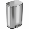 HLS Commercial Stainless Steel Soft Step Trash Can - 13 gal Capacity - Fire Resistant - Smooth, Foot Pedal, Fingerprint Resistant, Smudge Resistant, Lid Locked, Removable Inner Bin, Non-skid, Rubber Feet, Handle, Durable - 25.5" Height x 16.7" Wid...