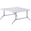 Safco EVEN Dual-Sided Workstation - Designer White Rectangle Top - Powder Coated Silver Base - 4 Legs - 200 lb Capacity - 48" Table Top Length x 60" Table Top Width x 1" Table Top Thickness - 29" Height - Assembly Required - Thermofused Laminate (...