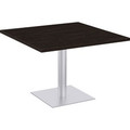 Special-T Sienna Cafe Table - Brown Square Top - Powder Coated, Metallic Silver Base - 42" Table Top Width x 42" Table Top Depth x 1.25" Table Top Thickness - 29" Height - Assembly Required - High Pressure Laminate (HPL), Particleboard Top Materia...