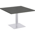 Special-T Sienna Cafe Table - Gray Square Top - Powder Coated, Metallic Silver Base - 42" Table Top Width x 42" Table Top Depth x 1.25" Table Top Thickness - 29" Height - Assembly Required - High Pressure Laminate (HPL), Particleboard Top Material...