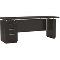 Safco Sterling Textured Design Desking Unit - 9" Height x 11.7" Width x 19" Depth Drawer, 29.5" Height x 72" Width x 23" Depth Credenza, x 1.6" Thickness Table Top - 3 x Box, File Drawer(s) - Single Pedestal on Left Side - Knife Edge - Material: M...