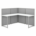 Bush Business Furniture Easy Office 60W L Shaped Cubicle Desk Workstation with 45H Panels - x 60" Width x 60" Depth - Material: Fabric, Thermofused Laminate (TFL) - Finish: Pure White, Silver Gray, Thermofused Laminate (TFL) - Durable, Cable Manag...