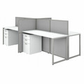 Bush Business Furniture Easy Office 60W 4 Person Cubicle Desk with File Cabinets and 45H Panels - x 1" Thickness Table Top, 60" Width Desk, Panel, 60" Width x 24" Depth Work Surface - 12 x File Drawer(s) - Material: Fabric - Finish: Pure White, Si...