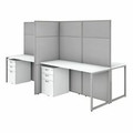 Bush Business Furniture Easy Office 60W 4 Person Cubicle Desk with File Cabinets and 66H Panels - 66" Height x 60" Width Panel, x 60" Width x 24" Depth Desk - Material: Hardboard, Fabric, Steel, Metal, Engineered Wood, Thermofused Laminate (TFL) -...